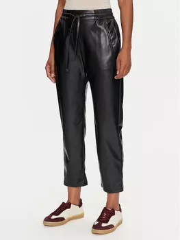 Брюки стандартного кроя из искусственной кожи Marella, черный