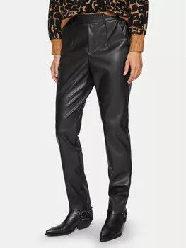 Брюки стандартного кроя из искусственной кожи Vila, черный