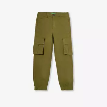 Брюки стандартного кроя со средней посадкой из эластичного хлопка 6–14 лет Benetton, зеленый