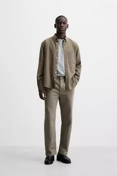 Брюки стандартного кроя ZARA, коричневый