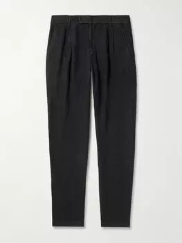Брюки Steve Tapered со складками из органического хлопка и льна MR P., черный