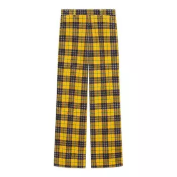 Брюки straight-leg checked tartan cotton pant 'yellow blue' Gucci, желтый