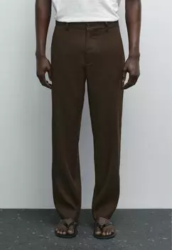 Брюки STRAIGHT-LEG PINSTRIPE Massimo Dutti, темно-коричневый