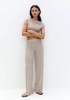 Брюки STRAIGHT-LEG STRIPED PULL&BEAR, коричневый