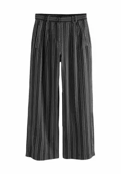 Брюки STRAIGHT LEG TEXTURED STRIPED Next, черный