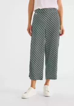 Брюки STREET ONE 7/8, завышенная талия, зеленый
