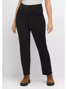 Брюки-стрейч Sheego "больших размеров" с моделирующим поясом с завышенной талией, черный