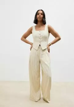 Брюки STRIPED ELASTIC BACK WIDE LEG Next, желтый