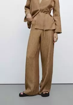 Брюки STRIPED FLOWING Massimo Dutti, коричневый