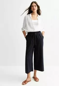 Брюки STRIPED LINEN CROPPED New Look, синий