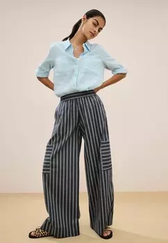 Брюки STRIPED SUPER WIDE PETITE Next, синий