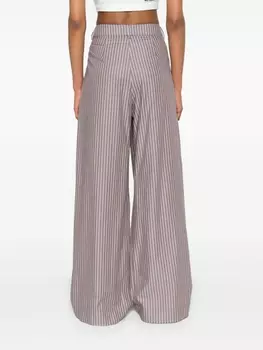 Брюки строгого кроя из хлопка в тонкую полоску DRHOPE, коричневый