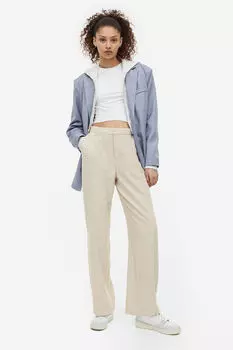 Брюки строгого кроя из смесового льна H&M, бежевый