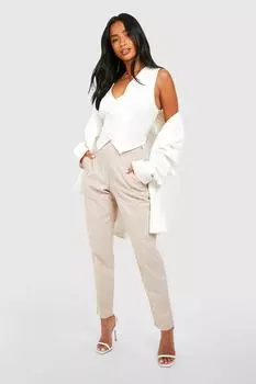 Брюки строгого кроя Petite Super Stretch boohoo, бежевый
