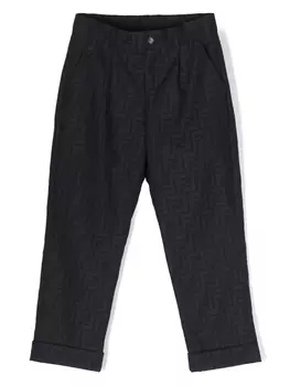 Брюки строгого кроя с принтом FF Fendi Kids, синий