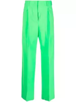 Брюки строгого кроя с завышенной талией MSGM, зеленый