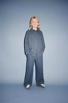 Брюки струящегося фактурного рисунка ZARA, синий/индиго