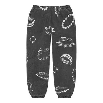 Брюки studded collars sweatpants 'grey white' Supreme, серый