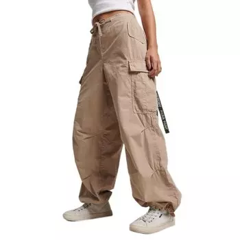Брюки Superdry Vintage Baggy Parachute Regular Waist Cargo, бежевый
