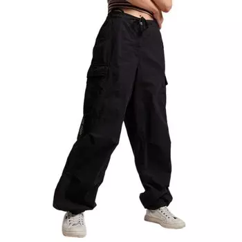 Брюки Superdry Vintage Baggy Parachute Regular Waist Cargo, черный