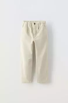 Брюки суперстрейч с стрелками ZARA, экрю