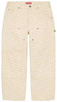 Брюки Supreme Monogram Double Knee Denim Painter Pant 'Tan', загар