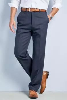 Брюки Supreme с плоской передней частью, внутренняя часть штанины 27 дюймов (68,5 см) Cotton Traders, синий