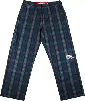 Брюки Supreme x Junya Watanabe x Comme des Garons MAN Printed Work Pant Navy Plaid, синий