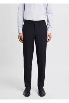 Брюки сверхтонкого кроя из эластичной ткани Mango, темно-синий