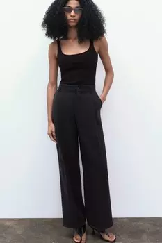 Брюки свободного форума с застронками ZARA, черный