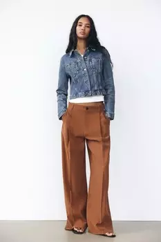 Брюки свободного форума с застронками ZARA, цвет toffee