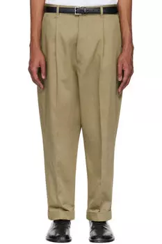 Брюки свободного кроя цвета хаки из хлопка и моркови AMI Paris