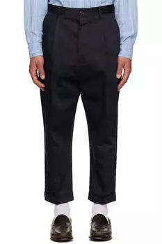 Брюки свободного кроя цвета морской волны из хлопка AMI Paris