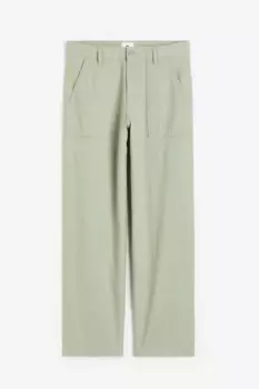 Брюки свободного кроя H&M Linen, светло-зеленый