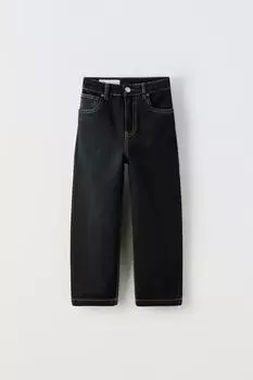 Брюки свободного кроя из саржи ZARA, черный