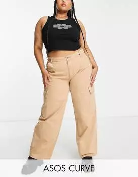 Брюки свободного кроя карго ASOS DESIGN Curve с камнем