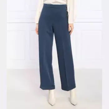 Брюки свободного кроя с декоративным узором Max&Co., синий