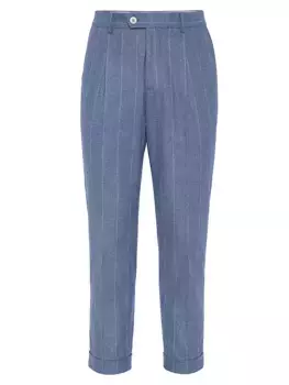 Брюки свободного кроя со складками Brunello Cucinelli, цвет denim