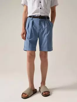 Брюки свободного кроя со складкой спереди Antioch, темно-синий