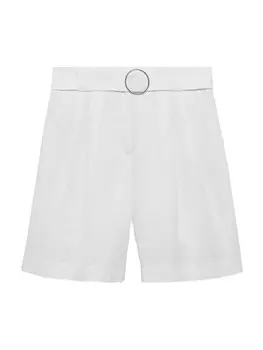 Брюки свободного кроя со складкой спереди MANGO Samari, белый