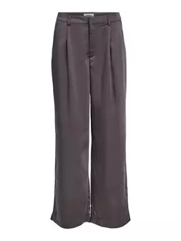 Брюки свободного кроя со складкой спереди OBJECT DEBRA, темно-серый