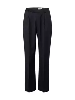 Брюки свободного кроя со складкой спереди TOPMAN, темно-синий