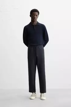 Брюки свободного кроя в рустическом стиле ZARA, серо-голубой