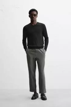 Брюки свободного кроя в рустическом стиле ZARA, зеленый