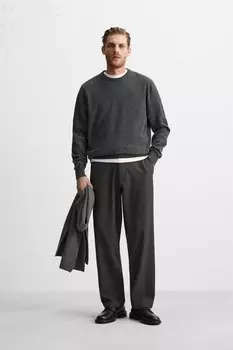 Брюки свободного кроя ZARA, антрацитово-серый