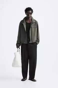 Брюки свободного кроя ZARA, черный