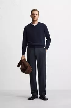 Брюки свободного кроя ZARA, темно-синий
