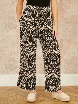 Брюки свободного покроя с принтом ikat Yumi, черный/разноцветный