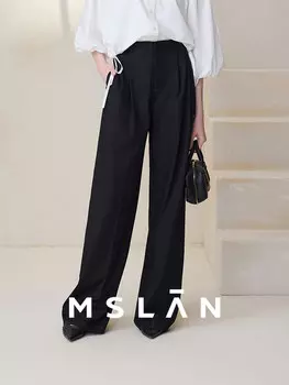 Брюки свободные Mslan с плиссированной талией, черный