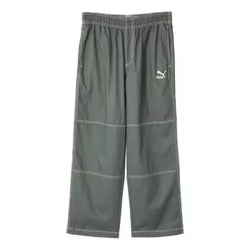 Брюки swxp d woven pants with logo 'olive green' Puma, зеленый